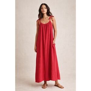 Xirena Joli Dress Red Gauze Cotton Tie Strap Maxi | Size M